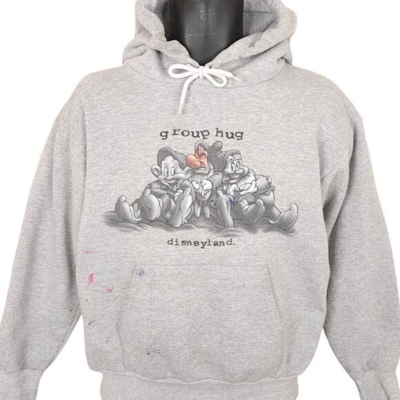 Vintage Disneyland Sweatshirt Hoodie Mens Size Small Gray 90s Y2K Group Hug - Picture 1 of 7